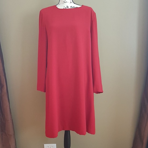 womens red shift dress